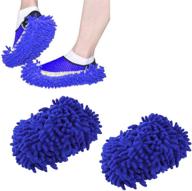 🧦 efficient home cleaning solution: soft slipper duster cloth for mop sweeping floors (1 pair/blue) logo