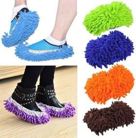 img 2 attached to 🧦 Efficient Home Cleaning Solution: Soft Slipper Duster Cloth for Mop Sweeping Floors (1 Pair/Blue)