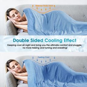 img 2 attached to Дышащее охлаждающее одеяло для любителей горячего сна - двустороннее постельное белье из трикотажа для борьбы с ночным потоотделением в двойном размере (59 X 79), синее