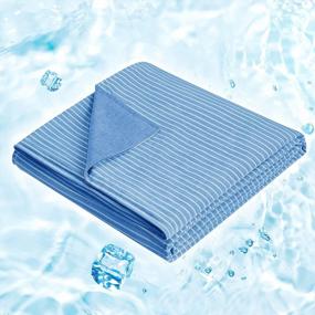 img 4 attached to Дышащее охлаждающее одеяло для любителей горячего сна - двустороннее постельное белье из трикотажа для борьбы с ночным потоотделением в двойном размере (59 X 79), синее