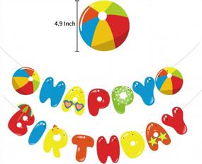 img 2 attached to Украшения на день рождения, красочные товары для вечеринок-JIGUOOR, 47 шт., с днем ​​рождения, красочные баннеры, воздушные шары, торт, топпер, Радужный пляж
