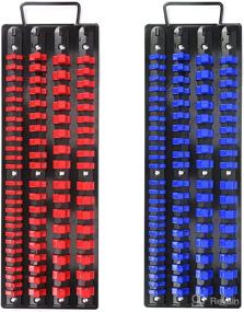 img 4 attached to 🔧 Convenient and Durable AIRTOON 80-Piece Socket Organizer Tray - 2 Pcs Set, Blue & Red, for 1/4-Inch, 3/8-Inch, 1/2-Inch Tools, Heavy Duty Socket Holder with Black Rails, Blue & Red Clips