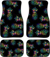 pineapple fashion car floor mats - 4-piece full set - all weather - universal fit - front & rear - suv sedan truck van logo