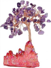 img 3 attached to Mookaitedecor Amethyst Crystal Tree, Quartz Cluster Red Titanium Crystals Base Bonsai Money Tree For Wealth And Luck