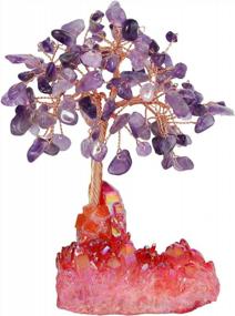 img 4 attached to Mookaitedecor Amethyst Crystal Tree, Quartz Cluster Red Titanium Crystals Base Bonsai Money Tree For Wealth And Luck