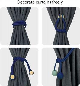 img 2 attached to Enhance Your Window Decor With New 2 Pack Blue Magnetic Cotton Curtain Tiebacks - Trendy Wave Fabric Accessories For Home, Farmhouse & Office Windows