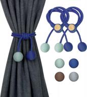 enhance your window decor with new 2 pack blue magnetic cotton curtain tiebacks - trendy wave fabric accessories for home, farmhouse & office windows logo