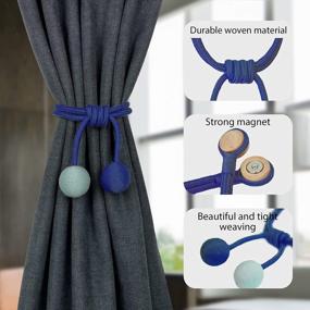 img 1 attached to Enhance Your Window Decor With New 2 Pack Blue Magnetic Cotton Curtain Tiebacks - Trendy Wave Fabric Accessories For Home, Farmhouse & Office Windows