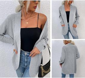 img 3 attached to YMING Women'S Fall Casual Knit Sweaters Long Sleeve Open Front Cardigan Solid Color Baggy Sweaters With Pocket