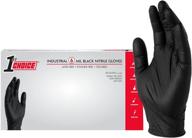 🧤 6 mil black nitrile industrial disposable gloves by 1st choice - latex & powder-free, food-safe, textured logo