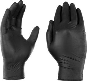 img 3 attached to 🧤 6 Mil Black Nitrile Industrial Disposable Gloves by 1st Choice - Latex & Powder-Free, Food-Safe, Textured