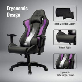 img 1 attached to 🪑 Cooler Master Caliber R1 Gaming Chair: Ultimate Comfort and Style for Computer Games, Office, and Racing, with Lumbar Support & Adjustable Features in Stylish Purple Design