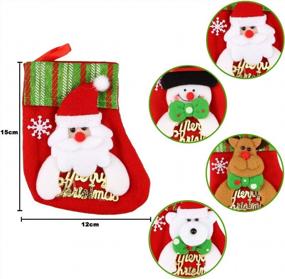 img 3 attached to 16 Pack Of 6-Inch Christmas Stockings By Dreampark - Santa, Snowman, Reindeer, And Bear Characters - Ideal Xmas Tree Ornaments And Decorations