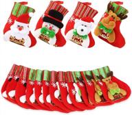 16 pack of 6-inch christmas stockings by dreampark - santa, snowman, reindeer, and bear characters - ideal xmas tree ornaments and decorations logo