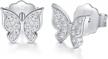 boruo 925 sterling silver butterfly stud earrings with sparkling cubic zirconia logo