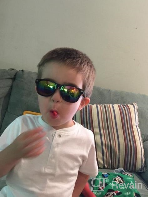 img 1 attached to 🕶️ Reflective Black Toddler Sunglasses for Kids Age 3-10: Mirror Shades review by Sean Andrews