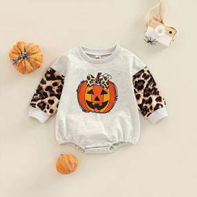 img 3 attached to Unisex Halloween Baby Outfit: Pumpkin Sweatshirt Romper With Long Sleeves And Oversized Onesie For A Perfect Fall Look