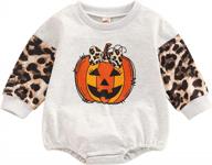 unisex halloween baby outfit: pumpkin sweatshirt romper with long sleeves and oversized onesie for a perfect fall look logo