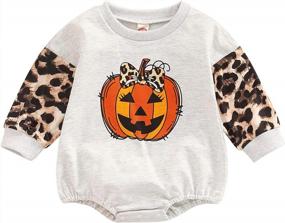 img 4 attached to Unisex Halloween Baby Outfit: Pumpkin Sweatshirt Romper With Long Sleeves And Oversized Onesie For A Perfect Fall Look