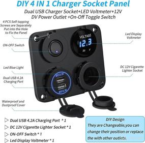 img 3 attached to 🔌 Deyooxi 12V USB Outlet – 4-in-1 Marine Boat RV Truck Panel with Dual USB C Socket, LED Voltage Display, Cigarette Lighter Socket, and Toggle Switch – 12 Volt Power Outlet