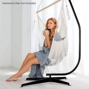 img 3 attached to Zupapa Hanging Hammock Chair C-Stand Only For Air Porch Swing Chair, Heavy Duty 350Lbs Capacity Come With Rug, Pegs And Hook, Outdoor/Indoor