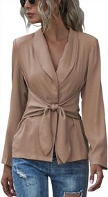 img 4 attached to Women'S Office Blazer Jacket With Self-Tie Knot And Elegant Open Front By Chouyatou