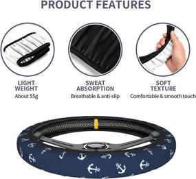 img 1 attached to Premium QICENIT Anchor Navy Steering Wheel Cover: Non-Slip Elastic Universal 🚗 Fit for Suvs, Vans, Sedans, Cars & Trucks - Enhance Grip & Style!