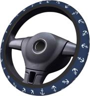 premium qicenit anchor navy steering wheel cover: non-slip elastic universal 🚗 fit for suvs, vans, sedans, cars & trucks - enhance grip & style! логотип
