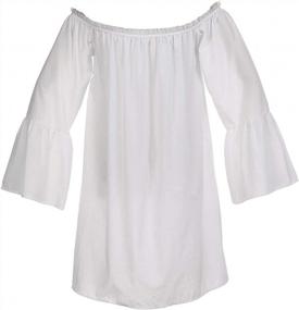img 2 attached to Charmian Off-Shoulder Blouse With Ruffle Sleeve - Women'S Casual Top For Long Sleeve Comfort