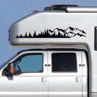 🌲 wilove universal vinyl trees mountain forest graphic stickers: ideal decals for rv, caravan, car, and truck - black, 39.3 x 6.7in логотип