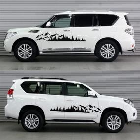 img 2 attached to 🌲 Wilove Universal Vinyl Trees Mountain Forest Graphic Stickers: Ideal Decals for RV, Caravan, Car, and Truck - Black, 39.3 x 6.7in