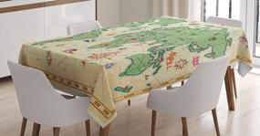 img 3 attached to Enhance Your Home Decor With Ambesonne'S World Map Tablecloth: Retro Artprint, Rectangular Shape, Cream Green, 60" X 90