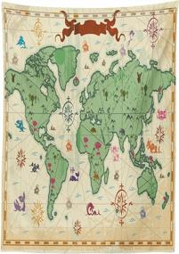 img 2 attached to Улучшите свой домашний декор с помощью скатерти с картой мира Ambesonne: ретро-арт, прямоугольная форма, кремово-зеленый, 60 x 90