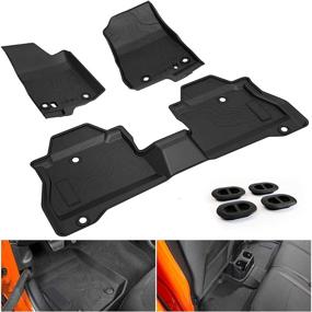 img 4 attached to 🔧 A&amp;UTV PRO Gladiator All Weather Floor Mats: Compatible for 2020-2022 Jeep Gladiator JT 4 Door | TPE Material | Front & Rear Floor Liners 2 Row | Drain Plugs | Replace OEM #82215626AB Accessories