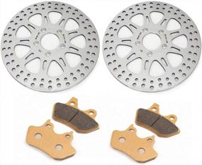 img 4 attached to TARAZON 11.5" Polished Front Brake Rotors & Pads For 2000-2007 Harley Electra Glide/Road King/Road Glide/Street Glide, FLHR,FLHRI/FLHT/FLHTI/FLHTCU/FLHTC/FLHX