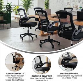 img 1 attached to 🪑 Efficient Ergonomic Office Chair: Flash Furniture Mid-Back Black Mesh Task Chair with Flip-Up Arms & Swivel Function