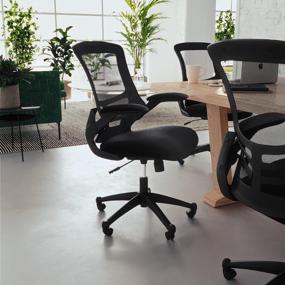 img 3 attached to 🪑 Efficient Ergonomic Office Chair: Flash Furniture Mid-Back Black Mesh Task Chair with Flip-Up Arms & Swivel Function