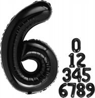 40-дюймовый гигантский черный воздушный шар с номером 6 - идеально подходит для украшения вечеринки по случаю 6-го дня рождения, детского душа и многого другого - фольгированный майларовый гелиевый шар для детей, детей и взрослых - доступен в цифрах 0-9 логотип