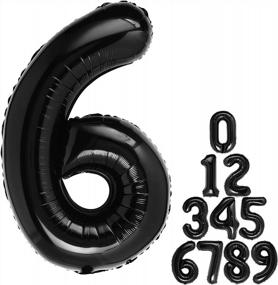 img 4 attached to 40-Inch Giant Black Number 6 Balloon - Perfect For 6Th Birthday Party Decorations, Baby Showers, And More - Foil Mylar Helium Balloon For Kids, Children, And Adults - Available In 0-9 Numbers