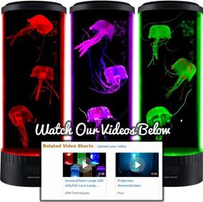 img 3 attached to 🌊 SensoryMoon Large LED Jellyfish Lava Lamp Aquarium - Electric Round Jellyfish Tank Mood Light with 3 Glowing Faux Jellyfish, 20 Color Changing Remote, Ocean Wave Projector - Plug-in Children's Night Light