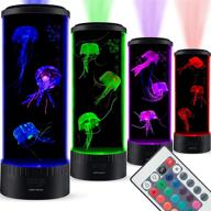 🌊 sensorymoon large led jellyfish lava lamp aquarium - electric round jellyfish tank mood light with 3 glowing faux jellyfish, 20 color changing remote, ocean wave projector - plug-in children's night light logo