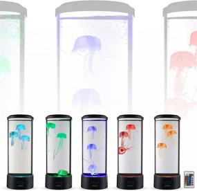 img 1 attached to 🌊 SensoryMoon Large LED Jellyfish Lava Lamp Aquarium - Electric Round Jellyfish Tank Mood Light with 3 Glowing Faux Jellyfish, 20 Color Changing Remote, Ocean Wave Projector - Plug-in Children's Night Light