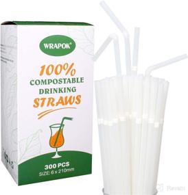 img 4 attached to 🌿 WRAPOK Eco-Friendly Drinking Straws- Pack of 300, 100% Compostable, Flexible Plant-Based Straws for Birthdays or Parties