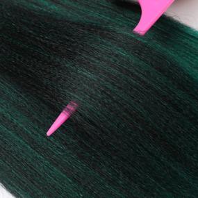 img 2 attached to Pre-Stretched Braiding Hair, 24 Inch Braiding Hair 8 Packs Ombre Black To Green Professional Soft Yaki Texture, Itch Free, Hot Water Setting Hair Extensions For Braids (24In,1B/Green)