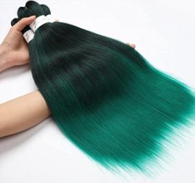 img 3 attached to Pre-Stretched Braiding Hair, 24 Inch Braiding Hair 8 Packs Ombre Black To Green Professional Soft Yaki Texture, Itch Free, Hot Water Setting Hair Extensions For Braids (24In,1B/Green)