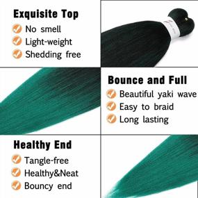 img 1 attached to Pre-Stretched Braiding Hair, 24 Inch Braiding Hair 8 Packs Ombre Black To Green Professional Soft Yaki Texture, Itch Free, Hot Water Setting Hair Extensions For Braids (24In,1B/Green)