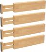organize your life with mdhand bamboo drawer dividers - expandable & adjustable set of 4 for kitchen, dresser, bedroom, and office drawers (13.38-17in) logo