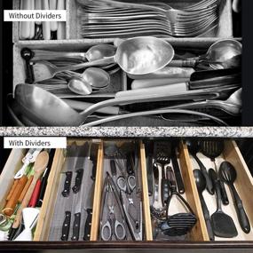 img 3 attached to Organize Your Life With MDHAND Bamboo Drawer Dividers - Expandable & Adjustable Set Of 4 For Kitchen, Dresser, Bedroom, And Office Drawers (13.38-17In)