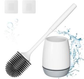 img 4 attached to 🧽 Hibbent Ventilated Drying Toilet Brush Kit: Silicone Bowl Brush with Sturdy Cleaning Holder, Floor Standing & Wall Mounted – No Drilling