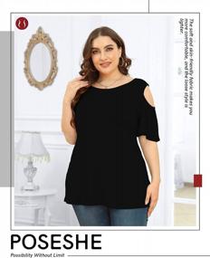 img 3 attached to Plus Size Summer Tunic Tops: Look Stylish With Poseshe Cold Shoulder Tee!